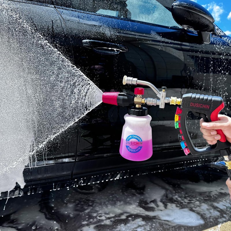 DUSICHIN Pressure Washer Gun Swivel Joint 4000 PSI Snow Foam Cannon Dual-Ended Shift Valve 7 Nozzles, Foam Lance Kit Dual Connector 7 Pressure Washer Tip holders 3/8“ Fitting M22-14 M22-15 DUS2913 - Image 5